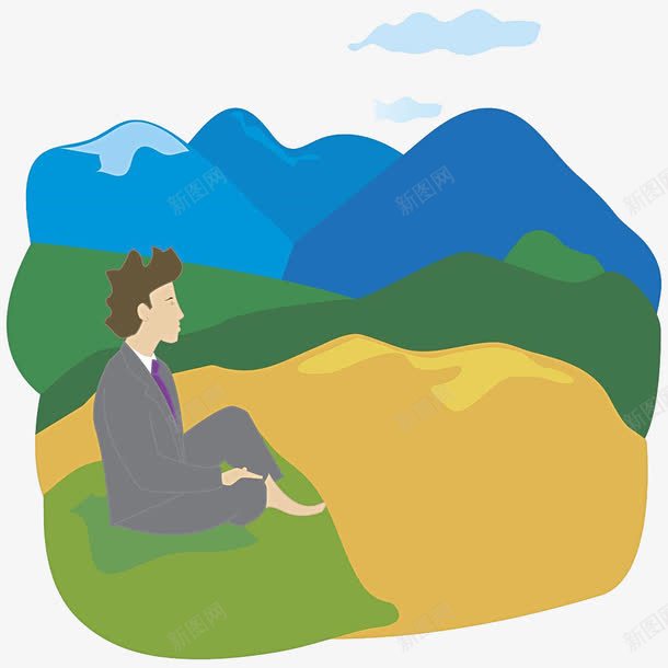 看风景的人png免抠素材_新图网 https://ixintu.com 休息 侧坐 侧身 卡通手绘 坐 坐着 斜着坐 看风景