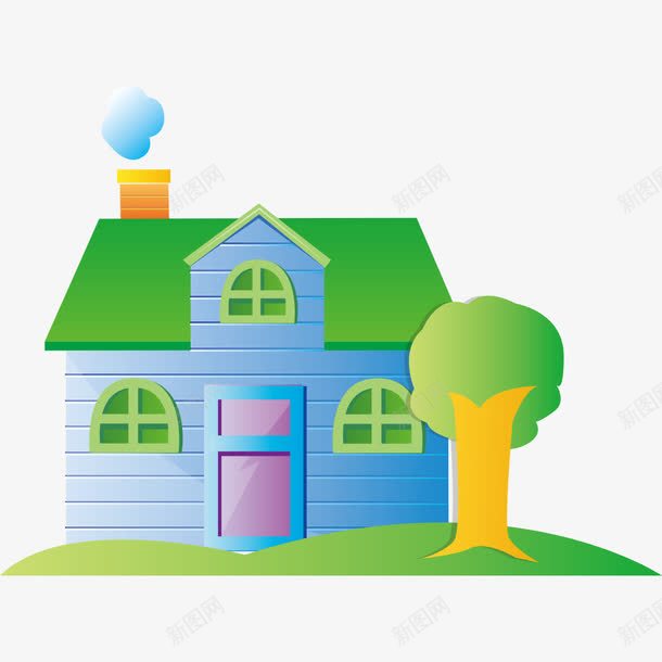 卡通小型别墅建筑png免抠素材_新图网 https://ixintu.com 别墅建筑 卡通别墅 卡通建筑 小型别墅 连排别墅