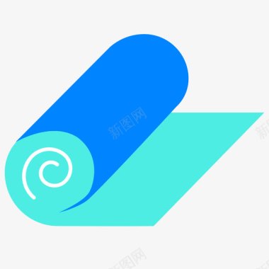 蓝色扁平化瑜伽垫卡通图标图标