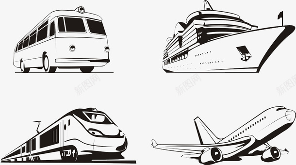 卡通手绘交通工具插画png免抠素材_新图网 https://ixintu.com 交通工具 交通工具插画 卡通手绘