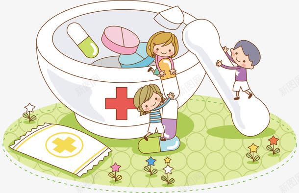 搬运药片png免抠素材_新图网 https://ixintu.com 儿童 手绘装饰 插画 搬运 药片