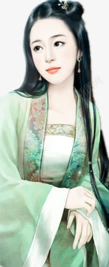 绿衣清新古风手绘女子png免抠素材_新图网 https://ixintu.com 古风 女子 手绘 清新 绿衣