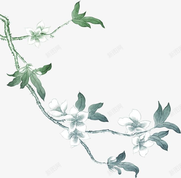 绿色清新花朵树叶png免抠素材_新图网 https://ixintu.com 树叶 清新 绿色 花朵