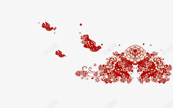 中国风剪纸蝴蝶png免抠素材_新图网 https://ixintu.com 中国风 剪纸 红色 花朵 蝴蝶