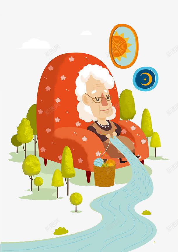 织毛衣的老奶奶png免抠素材_新图网 https://ixintu.com 儿童插画 卡通 卡通人物 卡通动物 可爱 插画 故事插画 织毛衣 编织毛衣 老奶奶 老婆婆卡通