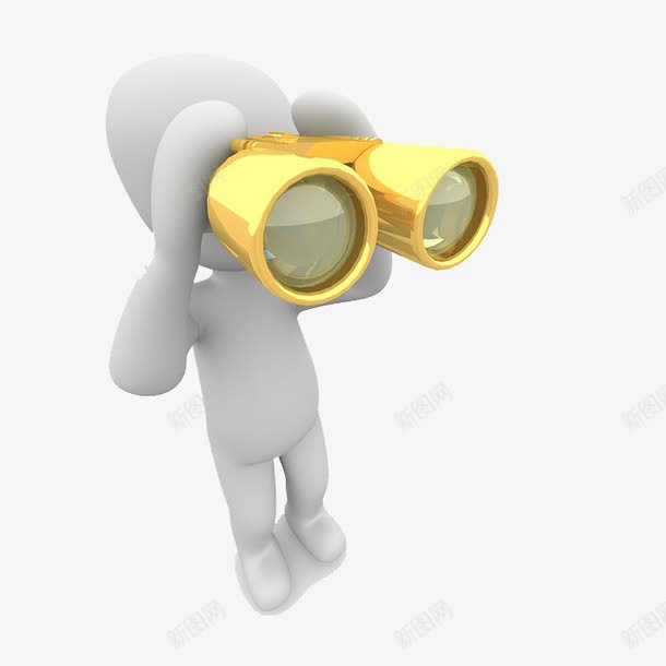 拿着望远镜的人png免抠素材_新图网 https://ixintu.com 望远镜 观察 观赏 金色