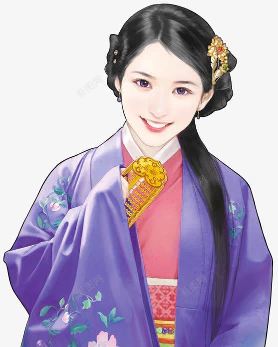 紫衣微笑甜美女孩png免抠素材_新图网 https://ixintu.com 女孩 微笑 甜美