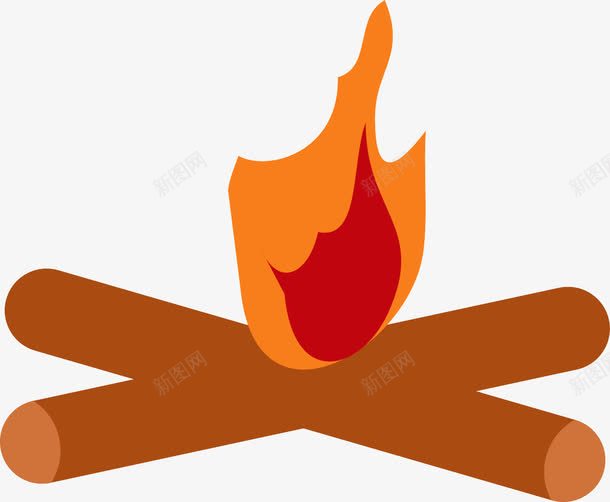卡通篝火png免抠素材_新图网 https://ixintu.com 卡通 火 褐色