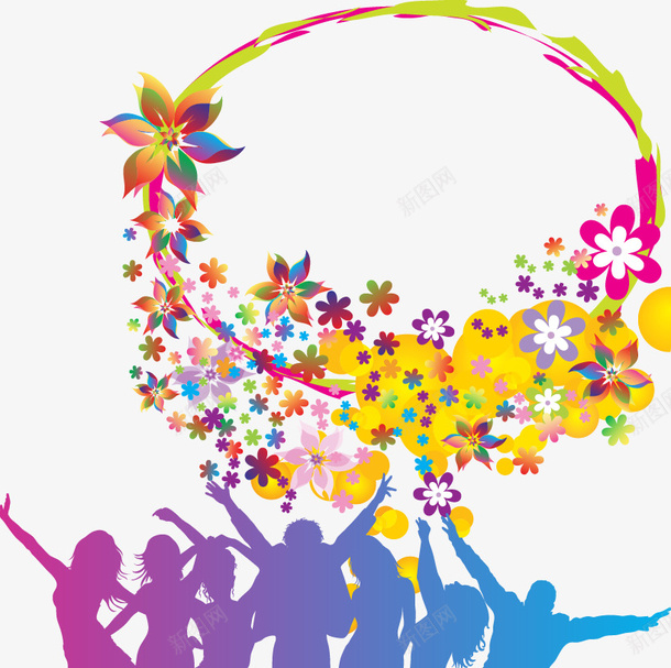 春天梦幻花纹矢量图ai免抠素材_新图网 https://ixintu.com 人物剪影 唯美 春天 花朵 花纹 矢量图