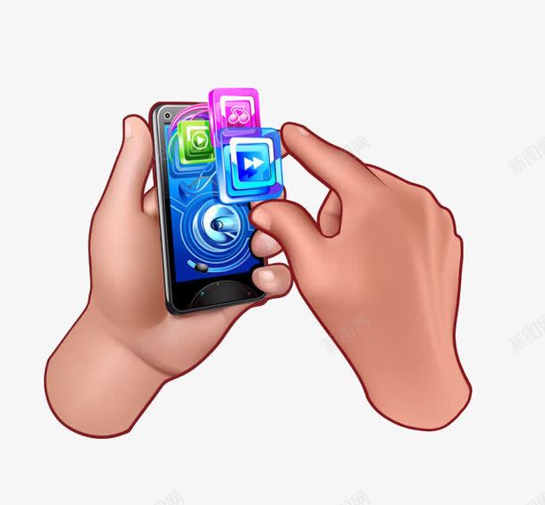 双手拿着手机png免抠素材_新图网 https://ixintu.com 卡通 双手 手机