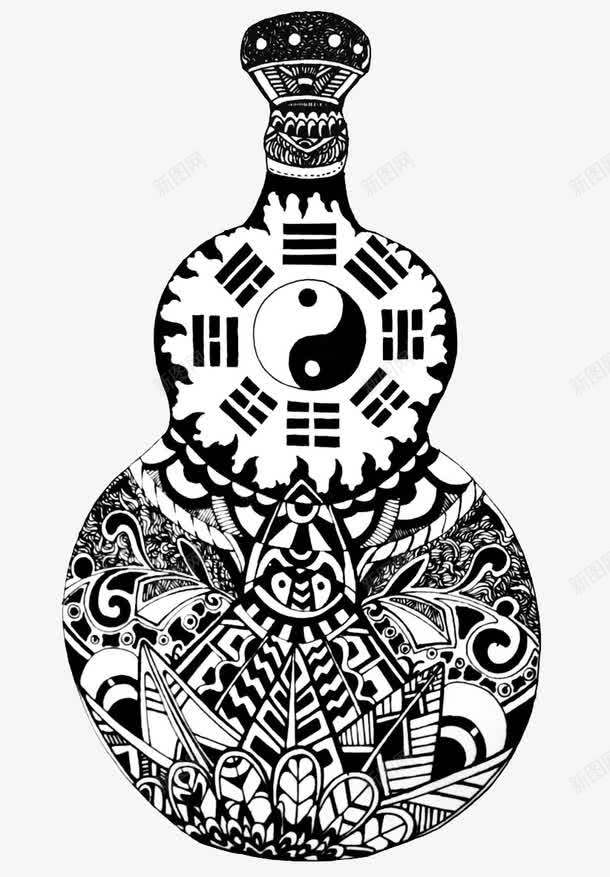 手绘八卦葫芦png免抠素材_新图网 https://ixintu.com 八卦 形状 手绘 素材 葫芦
