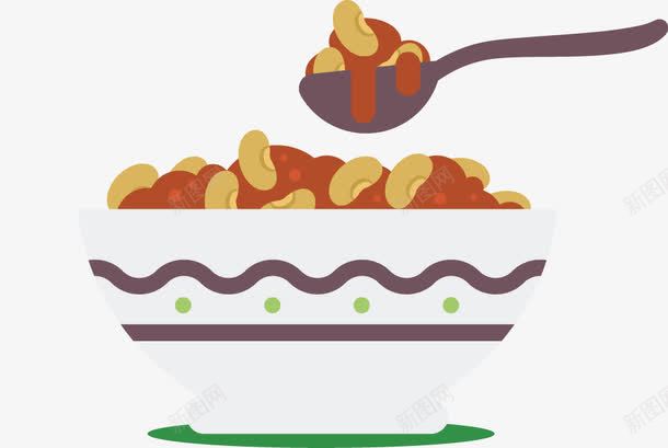 豆子饭碗勺子png免抠素材_新图网 https://ixintu.com 勺子矢量图 碗 豆子饭