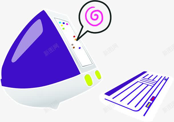 手绘卡通电脑显示器键盘png免抠素材_新图网 https://ixintu.com 卡通 显示器 电脑 键盘
