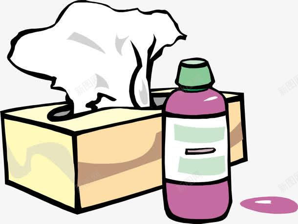 药水纸巾png免抠素材_新图网 https://ixintu.com 医疗 卡通 生物产业 生物医药 纸抽 药水