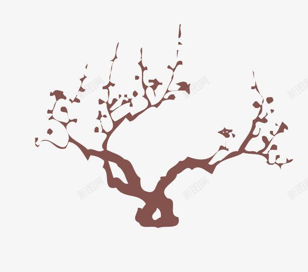 被风吹掉叶子的枯树png免抠素材_新图网 https://ixintu.com 单色图案 枯树 树 矢量树