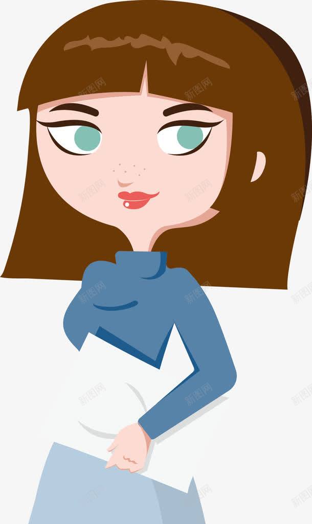 卡通拿书的女孩png免抠素材_新图网 https://ixintu.com 人物 女孩 拿书的人 看书 读书 读书人 读书小人