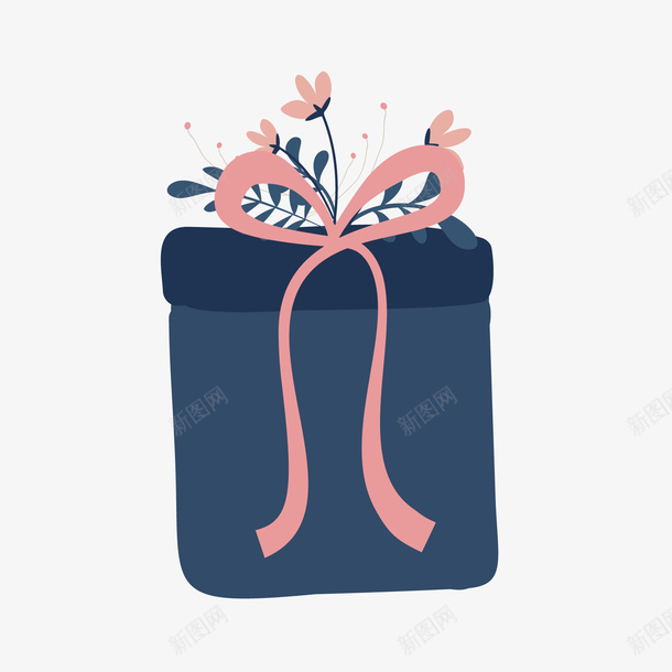 手绘礼物花朵矢量图ai免抠素材_新图网 https://ixintu.com 礼物 花朵 蓝色 蝴蝶结 矢量图