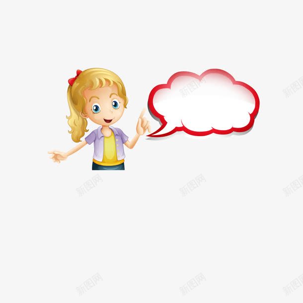 黄色头发女孩语言框png免抠素材_新图网 https://ixintu.com 女孩 白色 红色 红色语言框 黄色 黄色头发