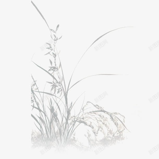 中国画植物png免抠素材_新图网 https://ixintu.com 中国画 植物 水墨 水草