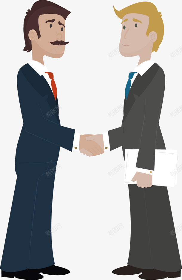 卡通人物插图商务人物握手png免抠素材_新图网 https://ixintu.com 两人握手 人物插图 卡通 商务 商务人士 握手