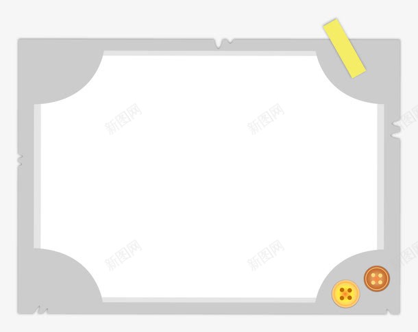 灰色纽扣边框png免抠素材_新图网 https://ixintu.com AI 卡通 手绘 扣子 灰色 纽扣 胶布 胶带 边框