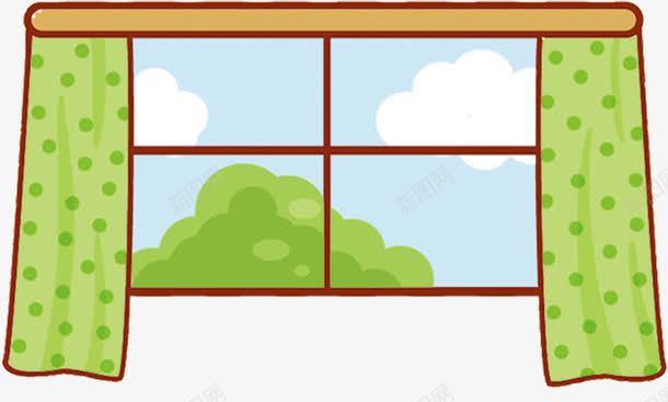窗帘窗户png免抠素材_新图网 https://ixintu.com 窗 窗帘 窗户 绿色