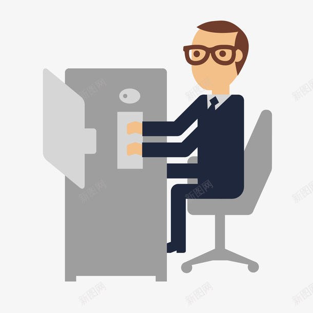 办公中的商务人士矢量图ai免抠素材_新图网 https://ixintu.com 人物设计 办公 商务人士 工作 戴眼镜 矢量图
