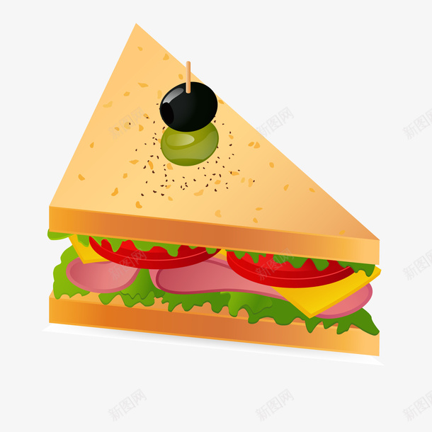 卡通三明治食物矢量图ai免抠素材_新图网 https://ixintu.com 517吃货节 三明治 早餐 美食 食物设计 矢量图