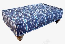 藏蓝花纹床尾凳素材