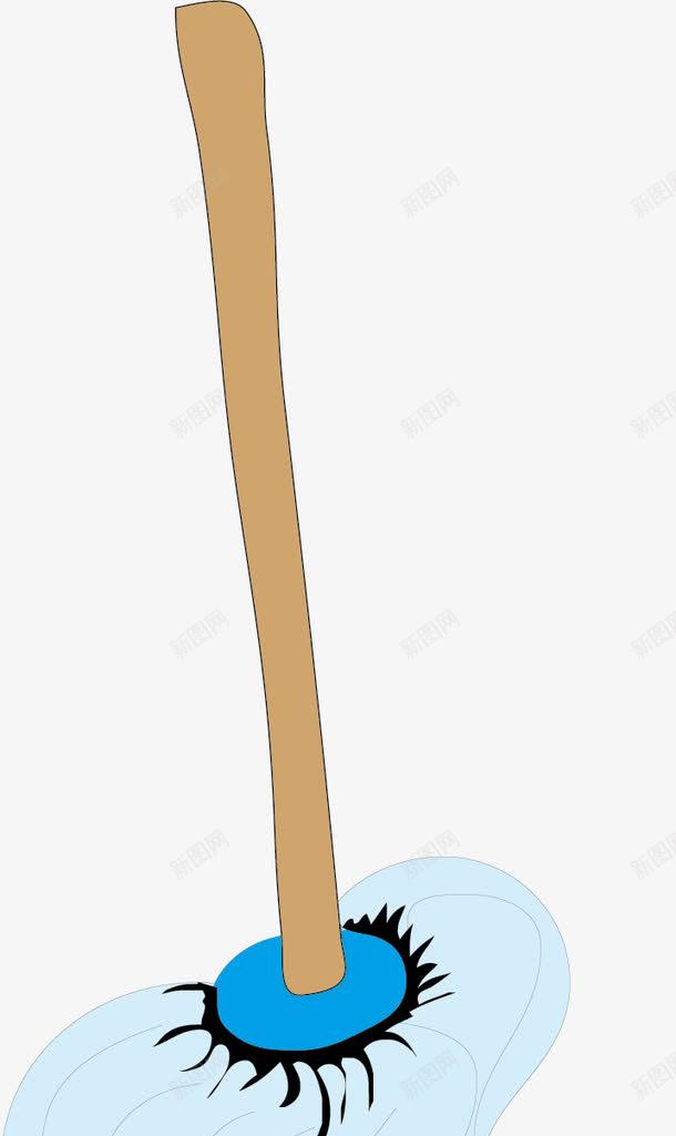 卡通拖把png免抠素材_新图网 https://ixintu.com 打扫工具 拖把 矢量卡通 蓝色扫把