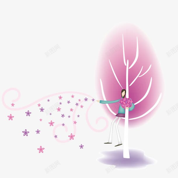 抱着玫瑰花坐在树上的美女png免抠素材_新图网 https://ixintu.com 树上 玫瑰花 美女 美女玫瑰花 花瓣