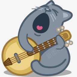 猫班卓琴图标png免抠素材_新图网 https://ixintu.com banjo cat 猫 班卓琴