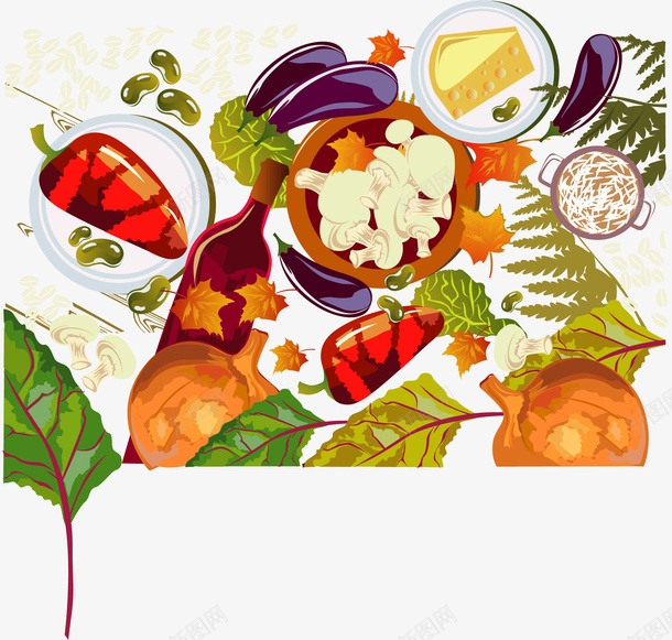 手绘美食矢量图ai免抠素材_新图网 https://ixintu.com 手绘 料理 美食 矢量图