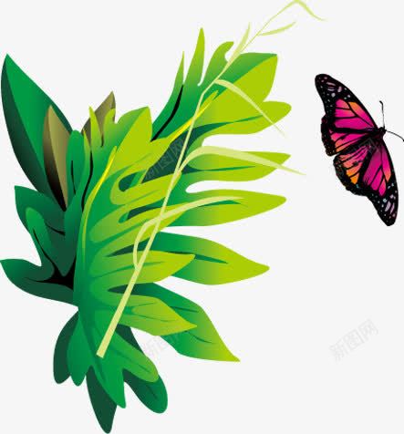 绿色植物卡通蝴蝶png免抠素材_新图网 https://ixintu.com 卡通 绿色植物 蝴蝶
