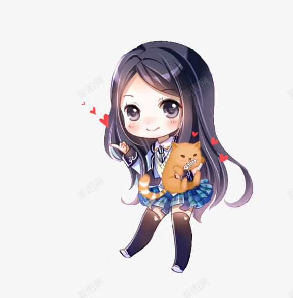 卡通小女孩长发女孩png免抠素材_新图网 https://ixintu.com 卡通 女孩 小女孩 长发