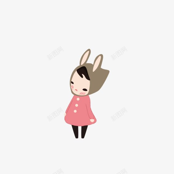 带兔帽子的小女孩png免抠素材_新图网 https://ixintu.com 卡通兔毛 卡通带兔帽子的小女孩 小女孩 带兔帽子的小女孩 棕色 红色
