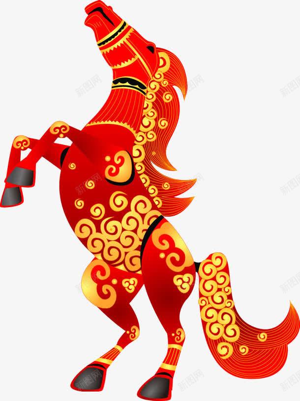 手绘红色花纹小马png免抠素材_新图网 https://ixintu.com 红色 花纹
