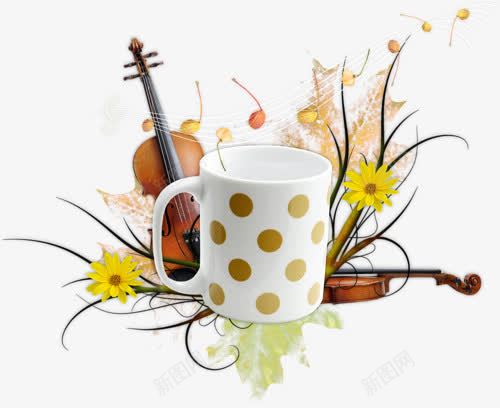 音乐茶杯艺术花png免抠素材_新图网 https://ixintu.com 一束花 手提琴 茶杯 音乐