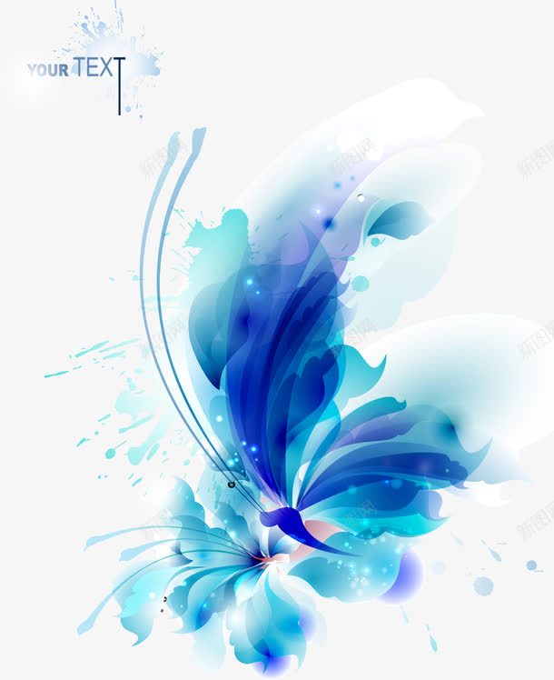 蓝色花朵花纹装饰png免抠素材_新图网 https://ixintu.com 渐变 炫彩 简约 花纹 蓝色