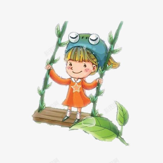 卡通荡秋小女孩png免抠素材_新图网 https://ixintu.com 卡通小女孩 卡通秋千 卡通荡秋千小女孩 小女孩 玩耍
