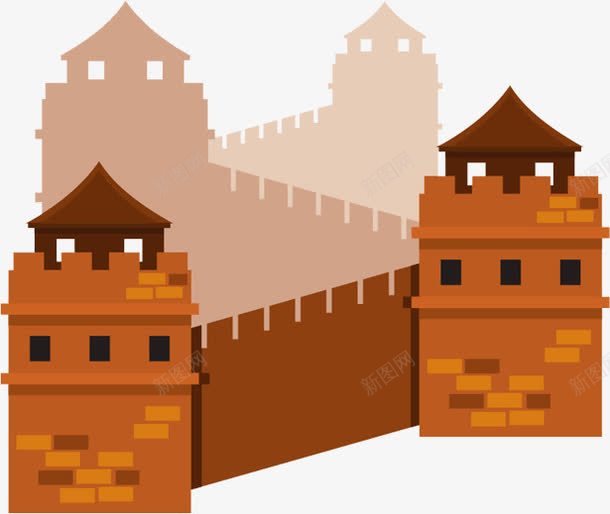 手绘长城卡通png免抠素材_新图网 https://ixintu.com 卡通 设计 长城 长城卡通
