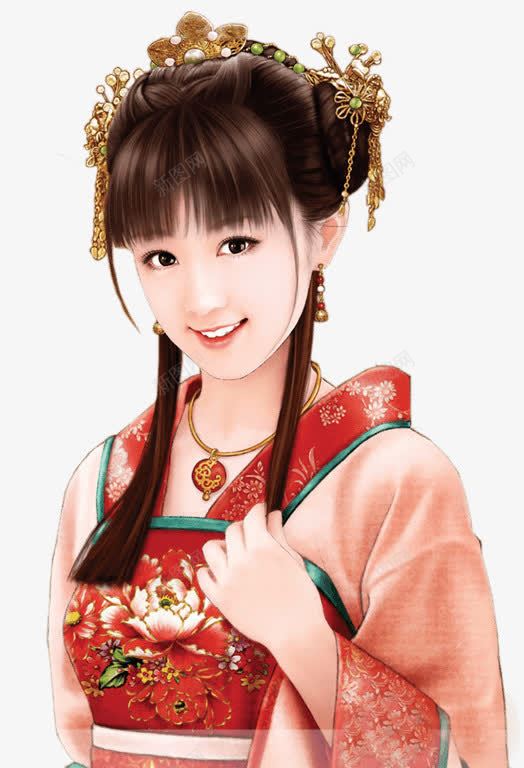 橙衣俏皮古风女子png免抠素材_新图网 https://ixintu.com 俏皮 古风 女子