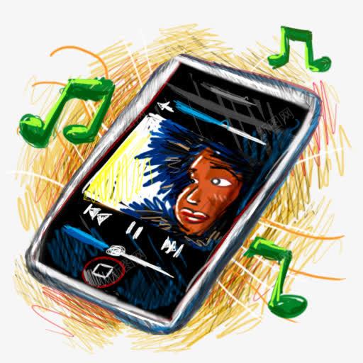 卡通手绘手机音乐png免抠素材_新图网 https://ixintu.com 卡通 手机 手绘 音乐