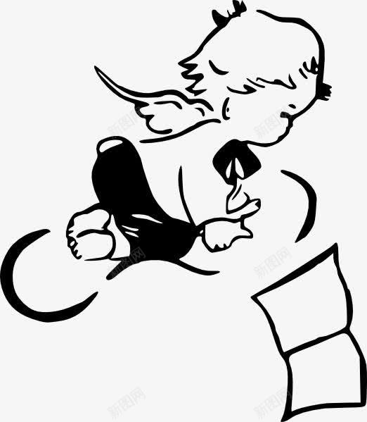 黑色手绘亲子阅读png免抠素材_新图网 https://ixintu.com 专心 专心读书 亲子阅读 孩子 教育 看书 读书 阅读