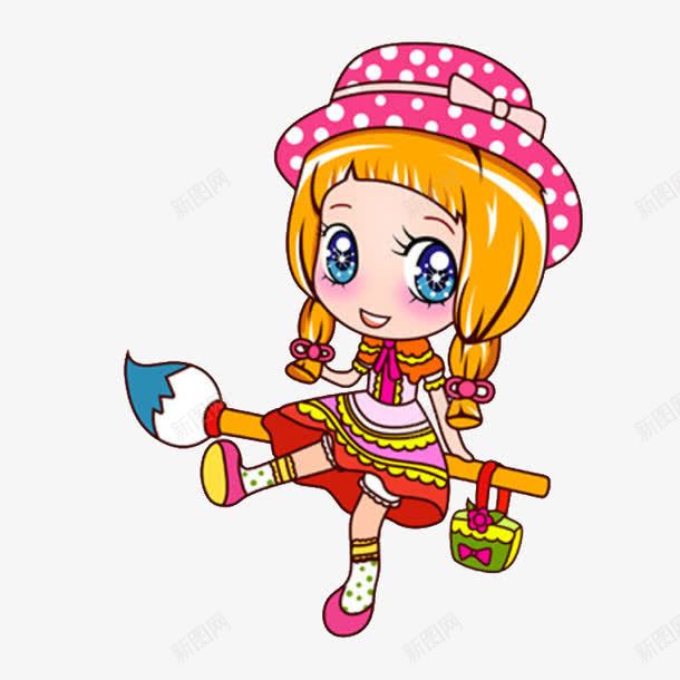 画笔女孩png免抠素材_新图网 https://ixintu.com 卡通 可爱 呆萌 大眼睛