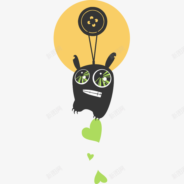 卡通小动物png免抠素材_新图网 https://ixintu.com 剪影 小动物 手绘 爱心 简图 绿色的 装饰 黑色的