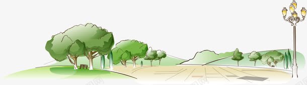 手绘野外插画png免抠素材_新图网 https://ixintu.com 手绘 绿色 野外插画