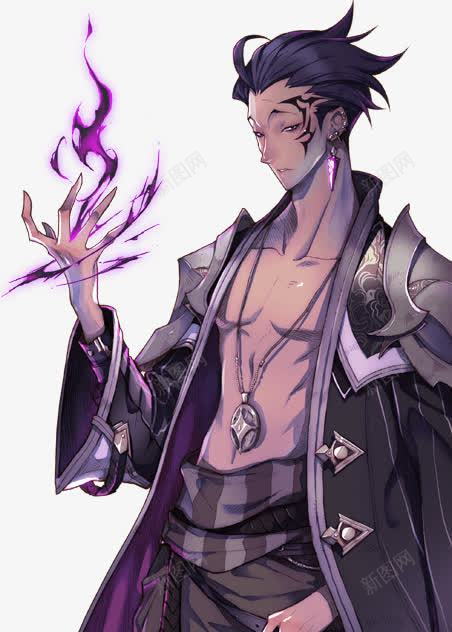 手绘紫色游戏男生png免抠素材_新图网 https://ixintu.com 游戏 男生 紫色