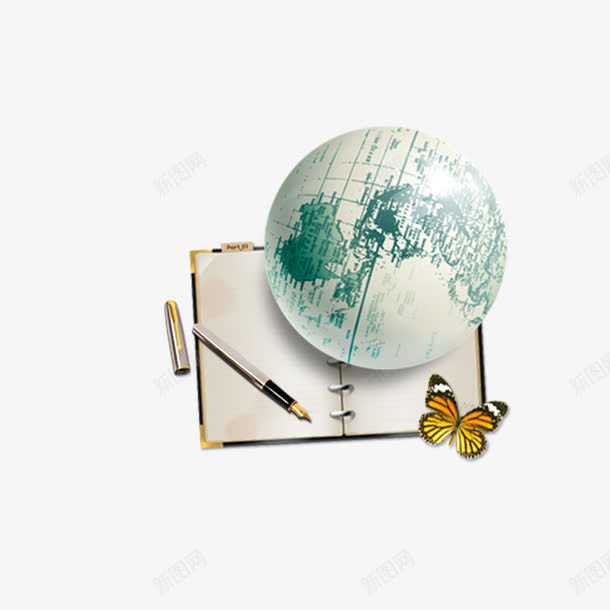 书籍上的地球psd免抠素材_新图网 https://ixintu.com 彩色 科技 装饰
