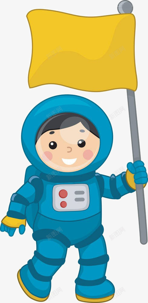 卡通小孩旗子png免抠素材_新图网 https://ixintu.com 卡通 小孩 旗子 蓝色